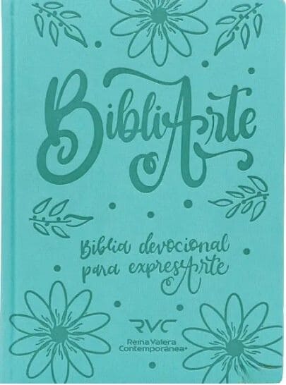Biblia Reina Valera Contemporánea – Tapa Imitación Piel y Tela Lino y Rosa con Bolso Turquesa, Concordancia, Palabras de Jesús en Rojo, 18 x 25 cm, Letra 12 Puntos