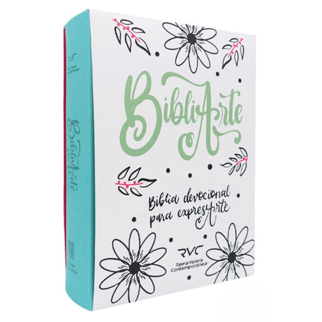 Biblia Devocional BibliArte · Reina Valera Contemporánea · Letra grande 12 puntos · Imitación piel color aqua + Bolso de regalo para transportarla