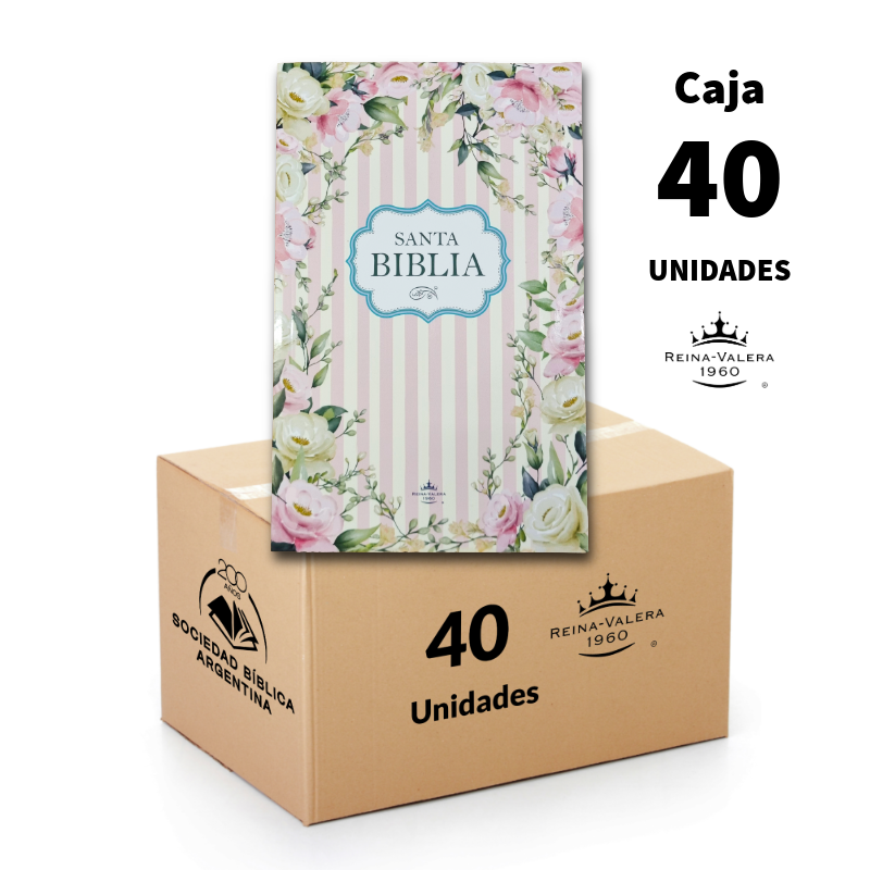 Biblia Reina Valera 1960 Flores Rosas, Letra 9 Pts - Caja cerrada de 40 unidades