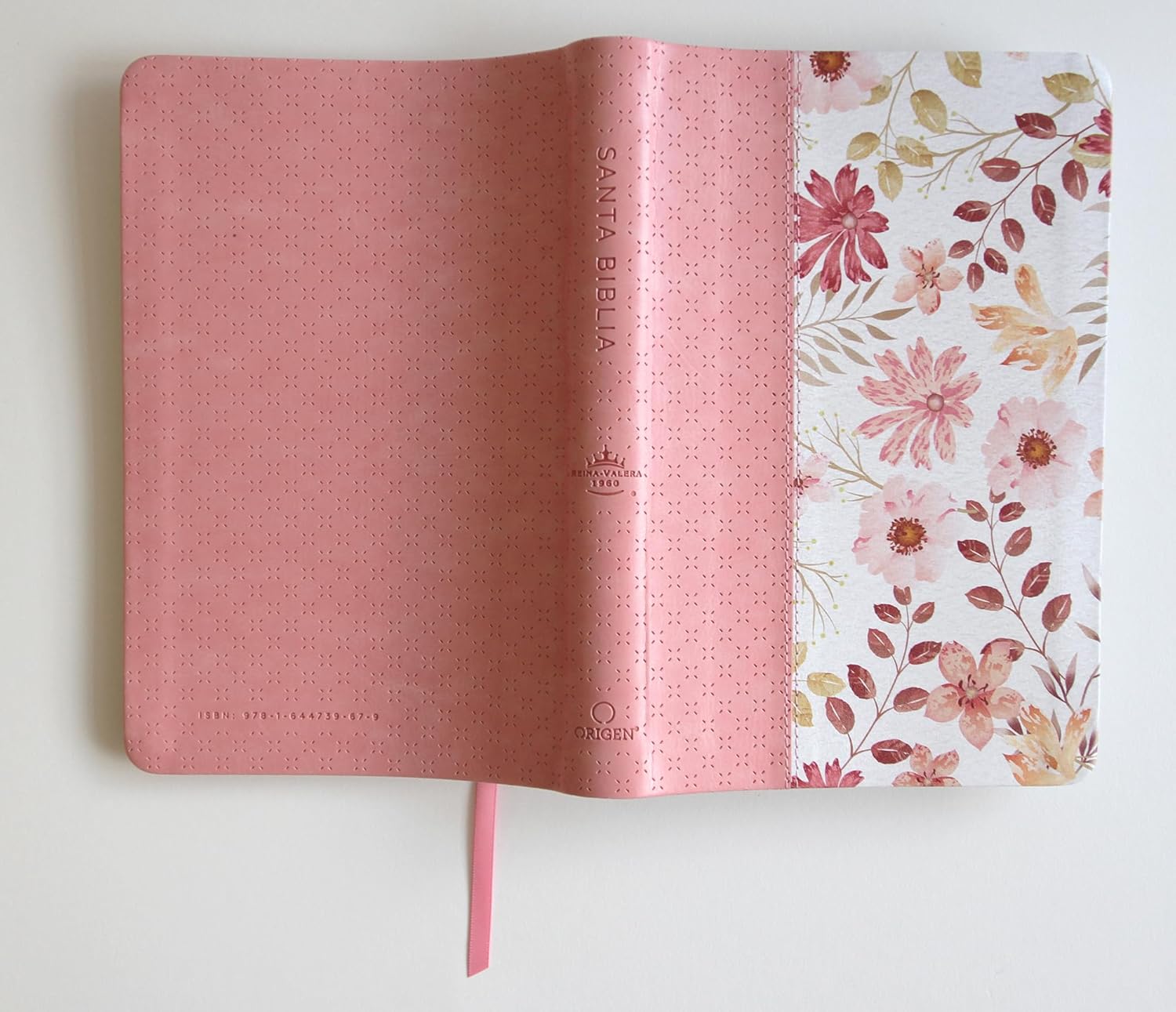Biblia Reina Valera 1960 · Tapa rosada · Diseño con flores