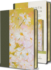 Biblia Reina Valera 1960 · Tapa piel color verde · Diseño con flores