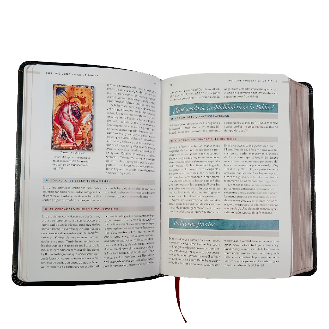 Biblia De Referencia Ilustrada - Reina Valera 1960 - Símil Piel - Color Negro