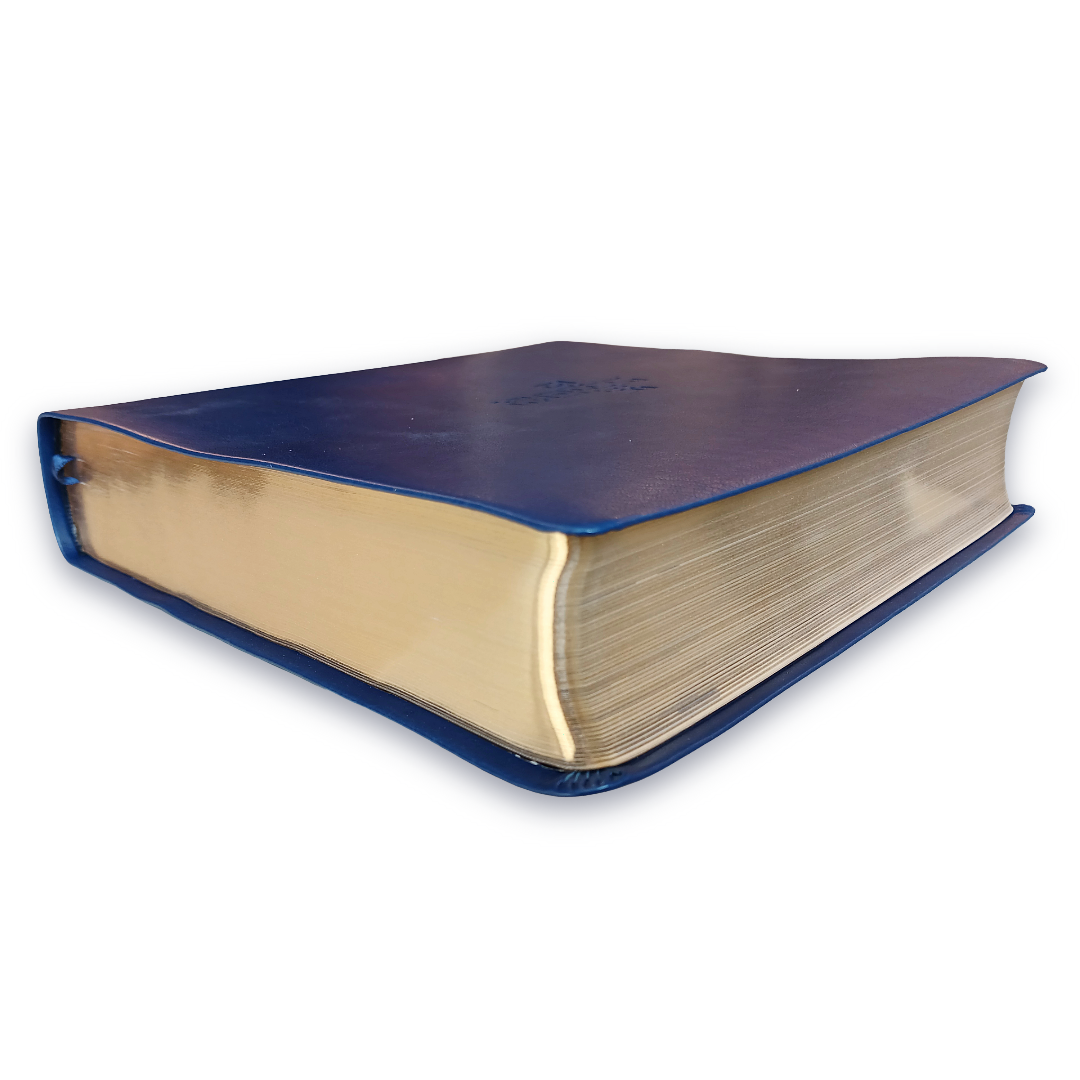 Biblia QR Principios para vivir Nueva Traducción Viviente Símil piel Azul