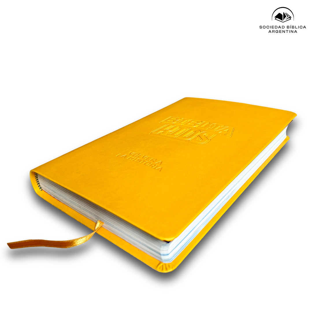 Biblia Kids: Volver a la Historia Nueva Traducción Viviente Imitación piel Amarillo