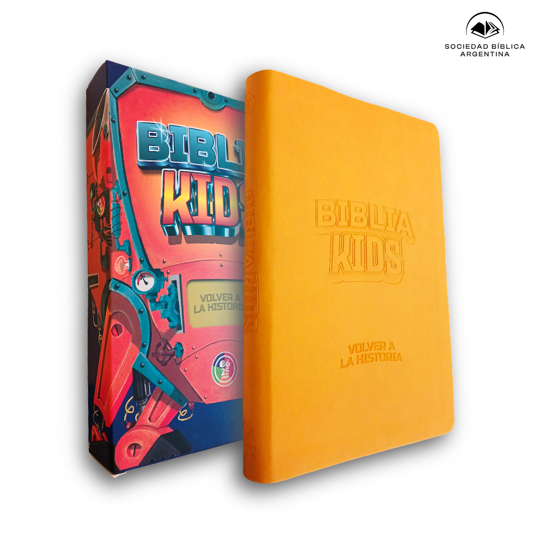 Biblia Kids: Volver a la Historia Nueva Traducción Viviente Imitación piel Amarillo