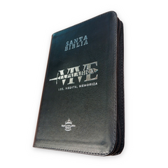 Biblia Reina Valera 1960 Letra Grande con cierre negro canto plateado "Vive"