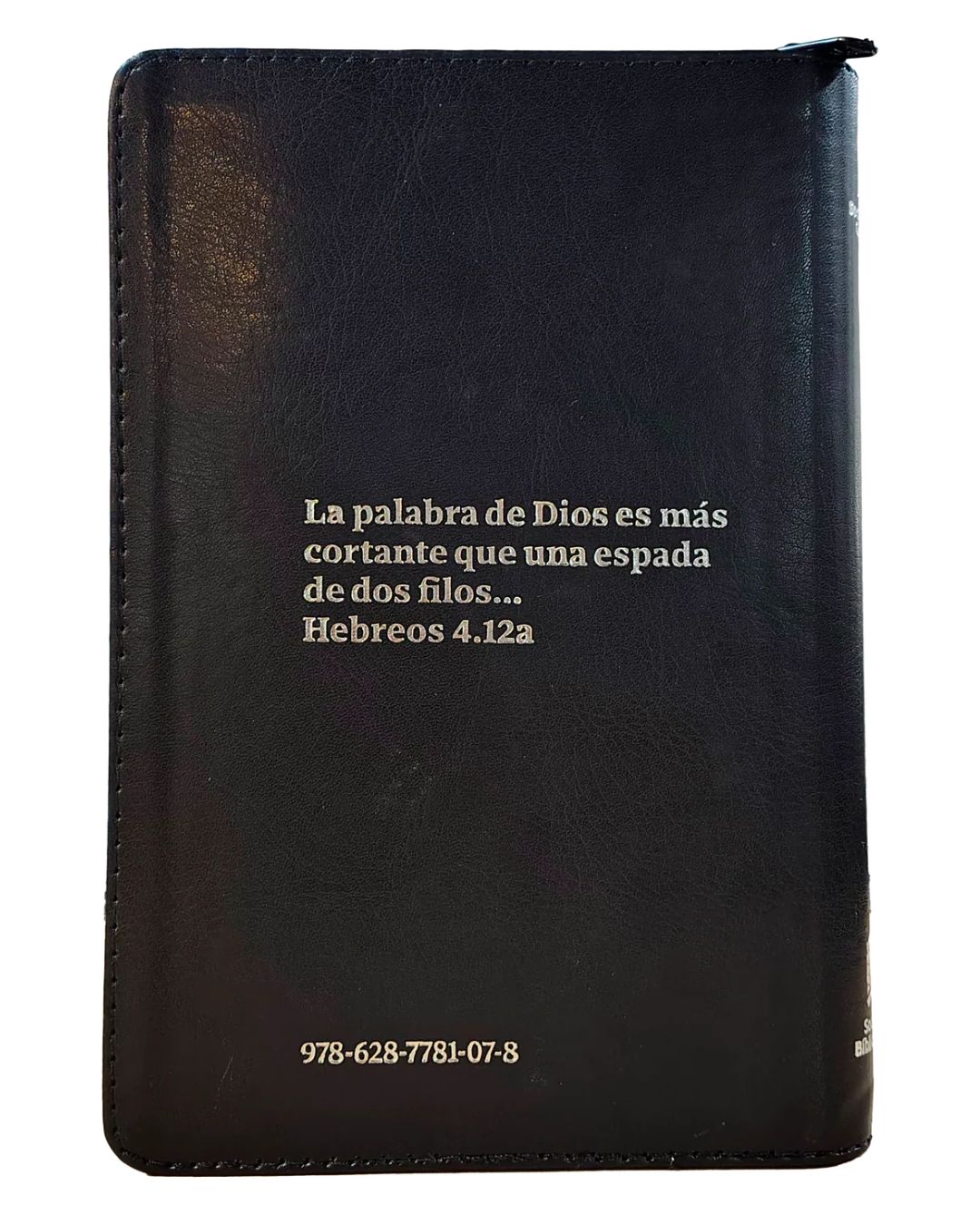 Biblia Reina Valera 1960 letra grande con cierre negro canto plateado "Vive"