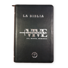 Biblia Traducción al Lenguaje Actual letra grande con cierre negro canto plateado "Vive"