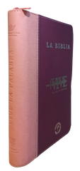 Biblia Traducción al Lenguaje Actual letra grande rosado/lila canto plateado "Vive"