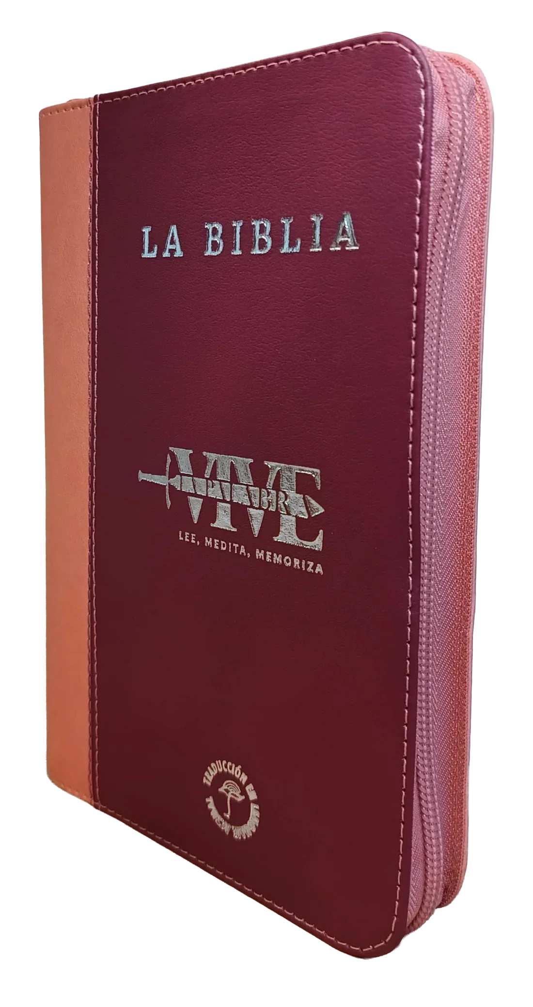 Biblia Traducción al Lenguaje Actual letra grande rosado/lila canto plateado "Vive"
