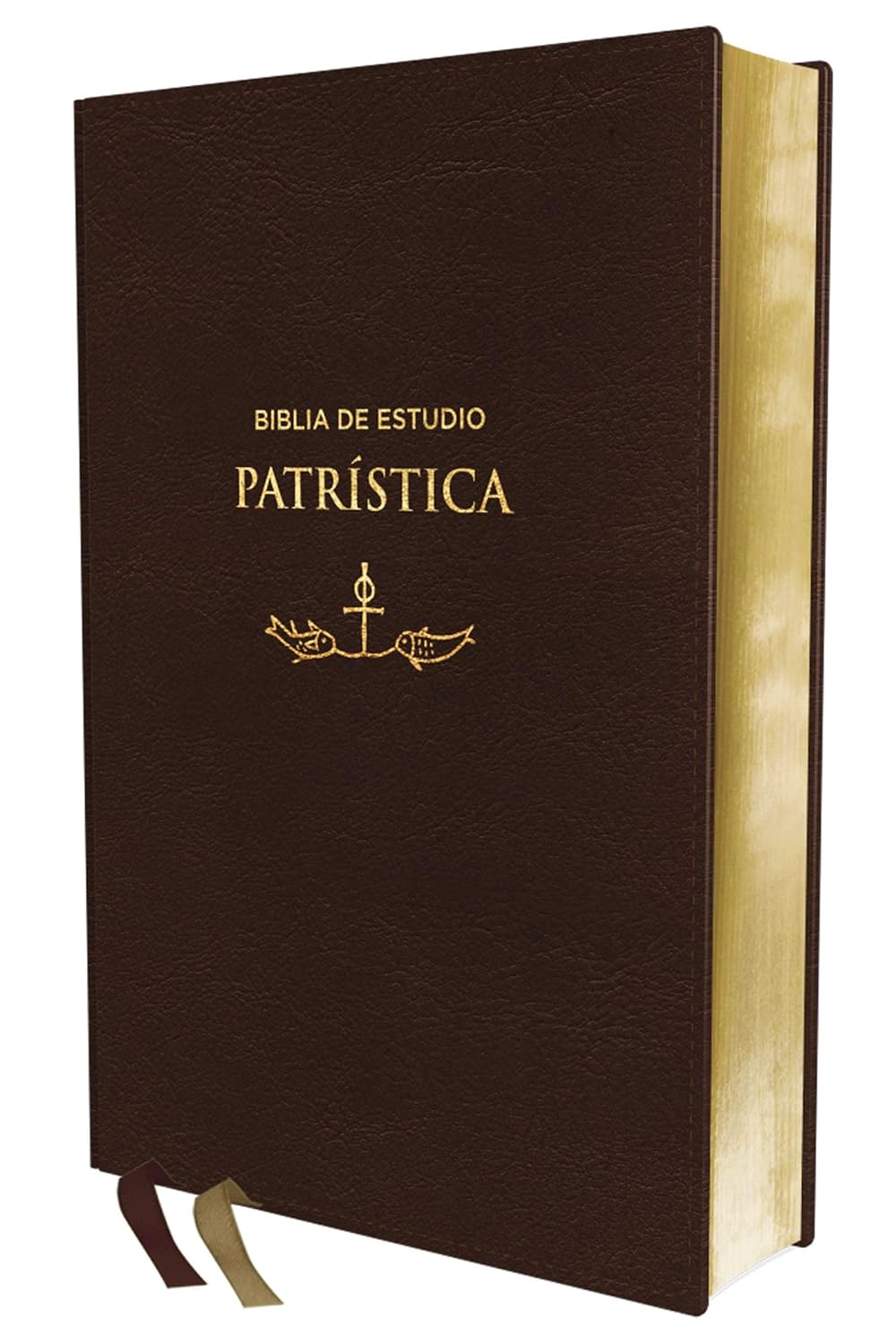 Biblia Reina Valera 1960 De Estudio Patrística Leathersoft, Marrón, Interior A Dos Colores, Palabras De Jesús En Rojo