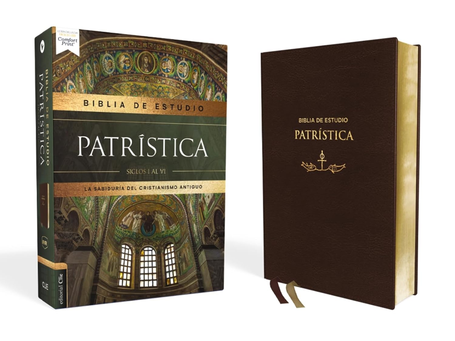 Biblia Reina Valera 1960 De Estudio Patrística Leathersoft, Marrón, Interior A Dos Colores, Palabras De Jesús En Rojo