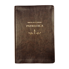 Biblia Reina Valera 1960 De Estudio Patrística Leathersoft, Marrón, Interior A Dos Colores, Palabras De Jesús En Rojo