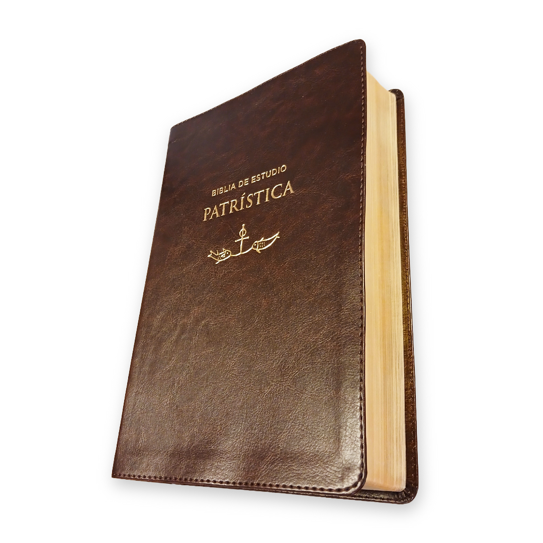 Biblia Reina Valera 1960 De Estudio Patrística Leathersoft, Marrón, Interior A Dos Colores, Palabras De Jesús En Rojo
