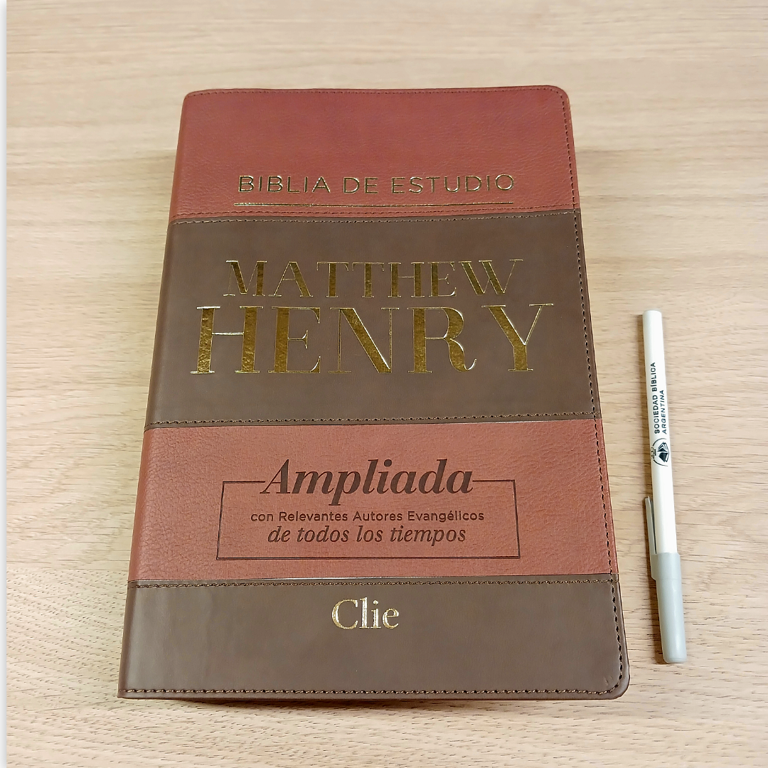 Biblia De Estudio Matthew Henry RVR2017 - Piel Genuina a dos colores