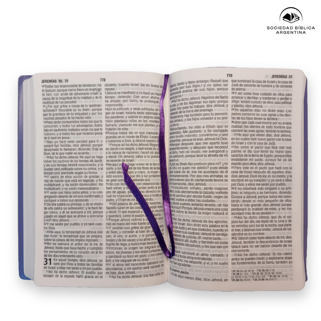 Biblia Reina Valera 1960 Letra Estándar Con Concordancia Tapa PU Púrpura 14 x 21 cm