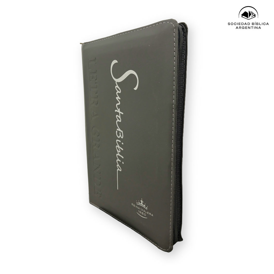 Biblia Reina Valera 1960 Letra Estándar Con Concordancia Con Cierre Tapa PU Gris 14 x 21 cm