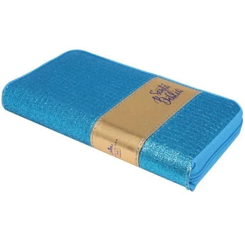 Biblia Reina Valera 1960 – Tapa Imitación Piel Azul, con Cierre, Letra 9 Puntos