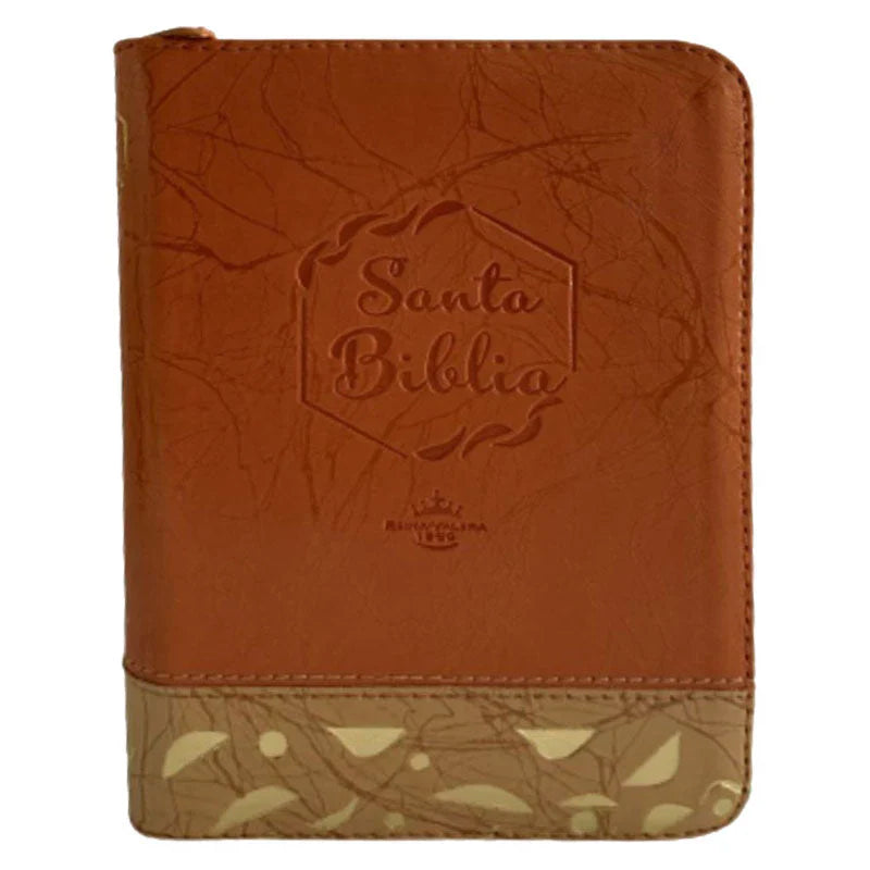 Biblia Reina Valera 1960 con cierre palabras de Jesús en rojo letra mediana natural/beige canto dorado