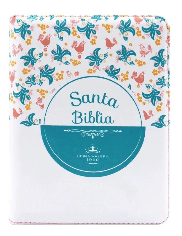 Biblia Reina Valera 1960 con cierre palabras de Jesús en rojo imitación piel verde canto blanco