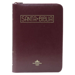 Biblia Reina Valera 1960 letra grande con cierre palabras de Jesús en rojo imitación piel vino tinto canto dorado