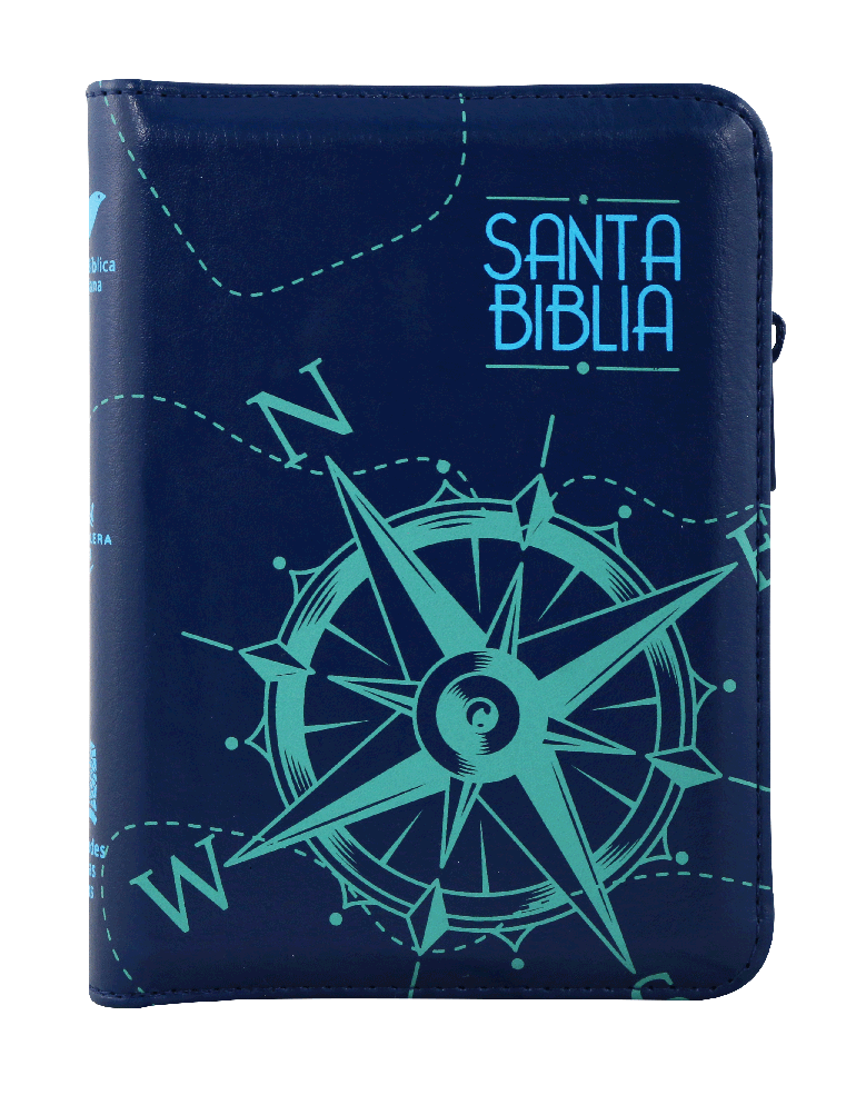 BIBLIA REINA VALERA 1960 025cZPJR L 8p 10x14 CONCONRDACIA CIERRE PJR TAPA IMITACION PIEL AZUL QR