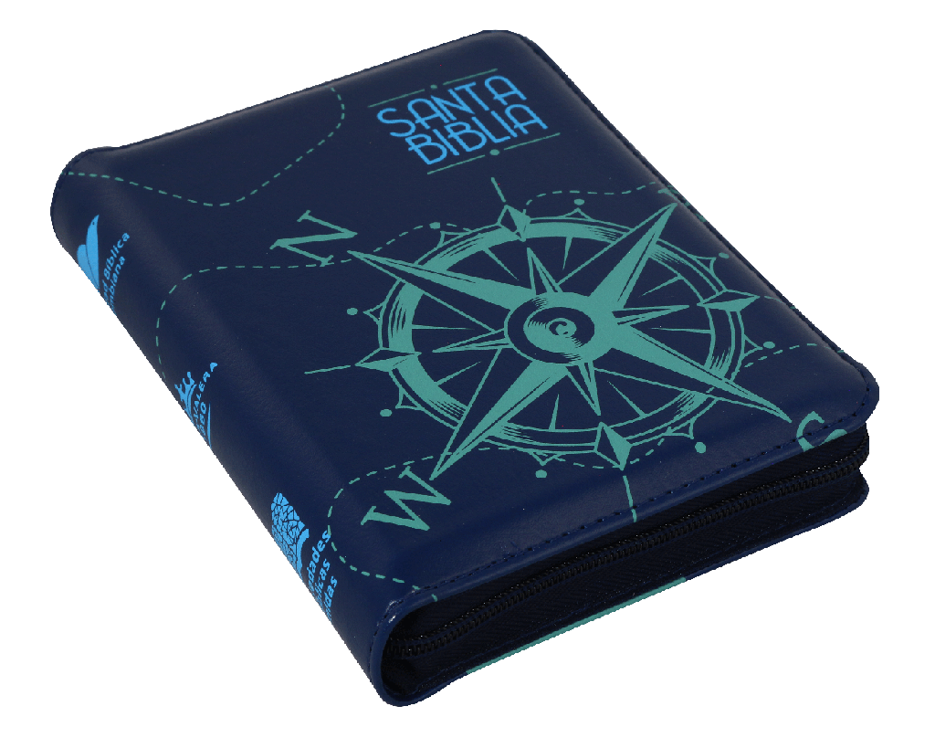 BIBLIA REINA VALERA 1960 025cZPJR L 8p 10x14 CONCONRDACIA CIERRE PJR TAPA IMITACION PIEL AZUL QR