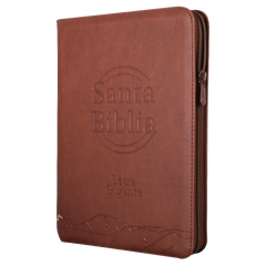 Biblia Reina Valera 1960 – 086C – Letra 14 pts – 18x24,5 cm – Palabras de Jesús en Rojo – Cierre con Índice – Marron