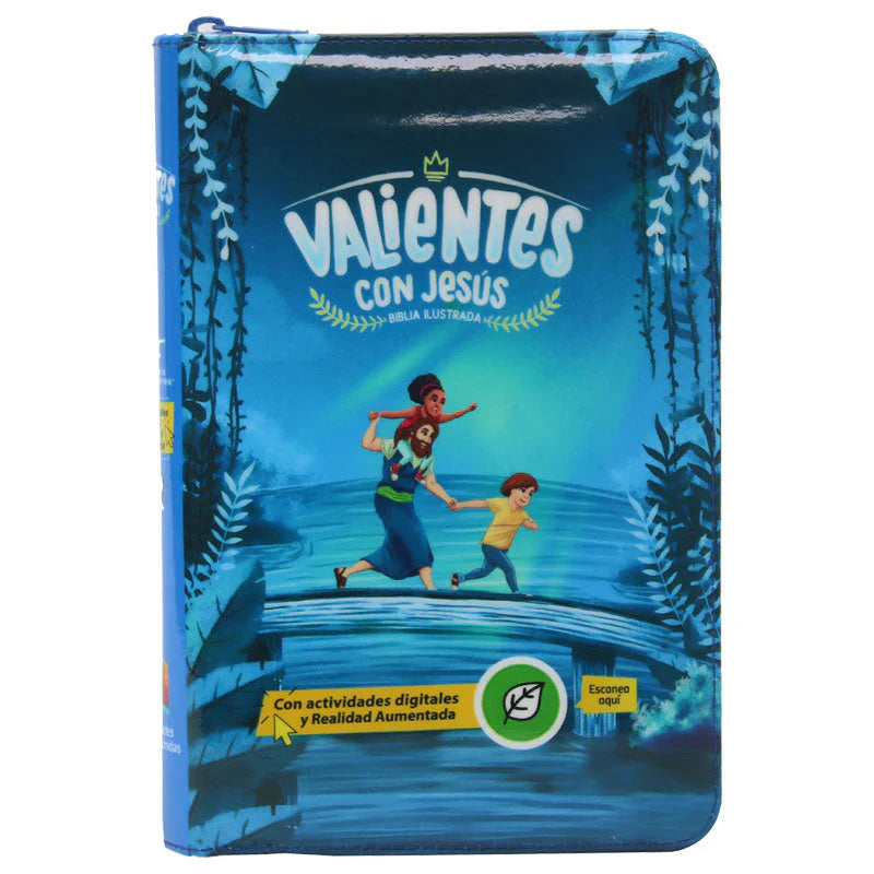 Biblia Reina Valera Contemporánea letra grande con cierre palabras de Jesús en rojo vinilo azul canto azul