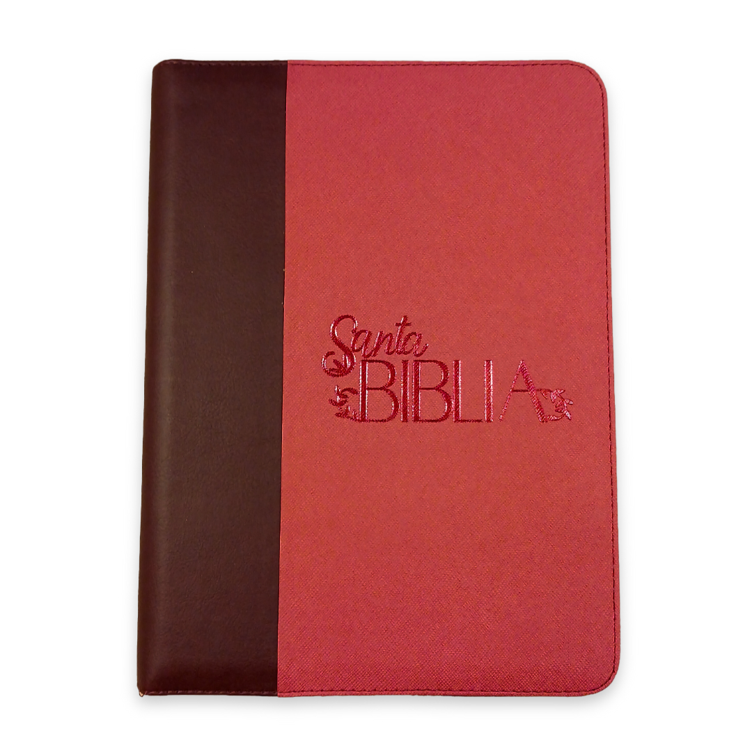 Biblia Reina Valera 1960 – 086 – Con Concordancia – Letra 12 pts – 17x23,5 cm – Palabras de Jesús en Rojo – Cierre – Tapa PU Naranja/Vino