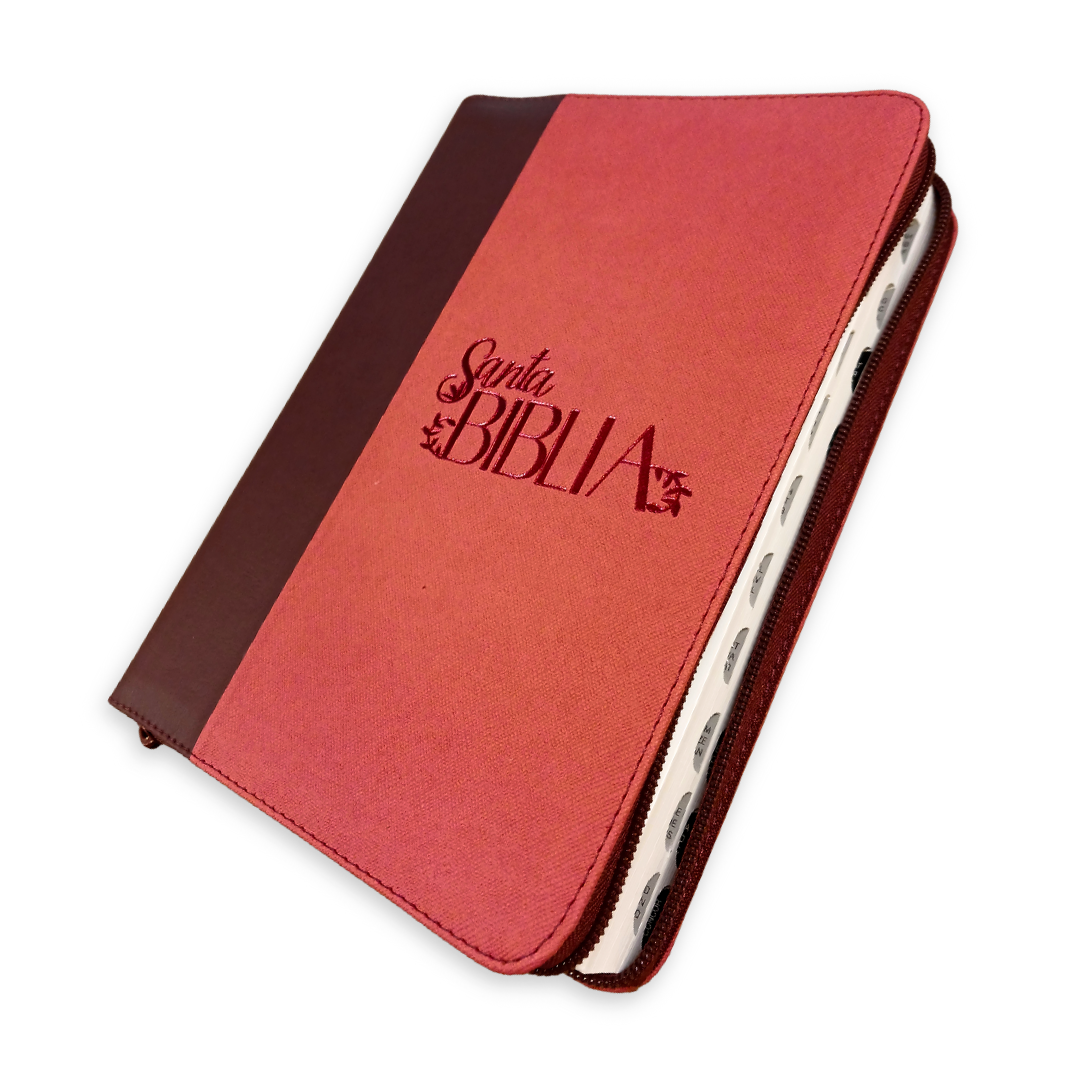 Biblia Reina Valera 1960 – 086 – Con Concordancia – Letra 12 pts – 17x23,5 cm – Palabras de Jesús en Rojo – Cierre - Índice – Tapa PU Naranja/Vino