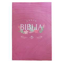 Biblia Reina Valera 1960 letra grande flexible rosa canto blanco