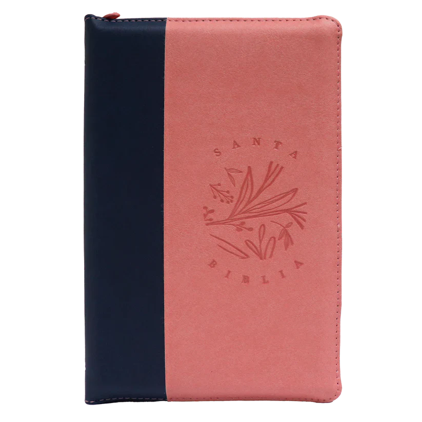 Biblia Reina Valera 1960 letra grande con cierre rosa canto pintado