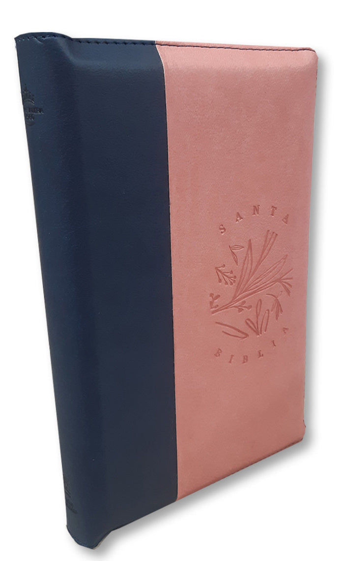 Biblia Reina Valera 1960 letra grande con cierre rosa canto pintado