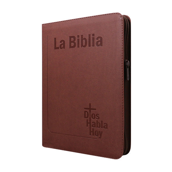 Biblia Dios Habla Hoy – 086DK – Letra 15 pts Gigante – 19,5x25 cm – Deuterocanónicos - Cierre – Tapa PU Marrón