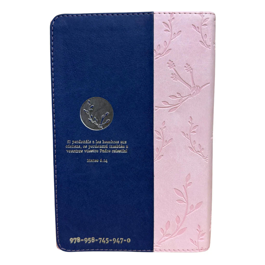 Biblia Reina Valera 1960 letra grande "Perdona y Restaura" azul/rosa canto plateado