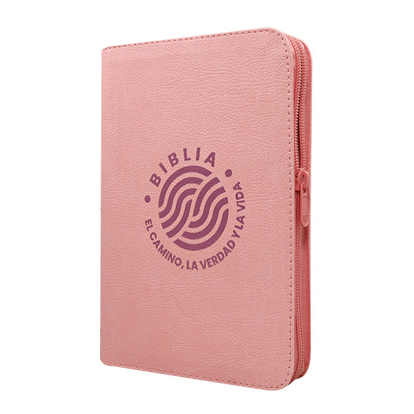 Biblia Reina Valera 1960 – 066 – Letra 12 pts Grande – 13x21 cm – Palabras de Jesús en Rojo – Tapa PU – El Camino, la Verdad y la Vida – Rosa