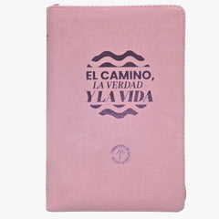Biblia Traducción al Lenguaje Actual letra grande con cierre "El Camino" rosado canto plateado