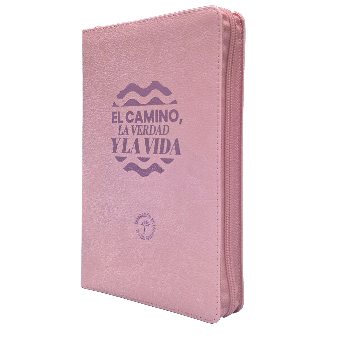 Biblia Traducción al Lenguaje Actual letra grande con cierre "El Camino" rosado canto plateado