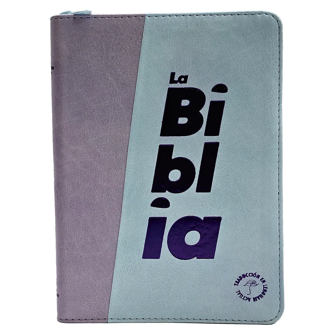Biblia Traducción al Lenguaje Actual letra grande con cierre azul claro/morado canto plateado