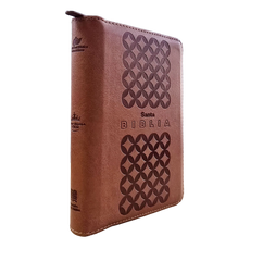 Biblia Reina Valera 1960 letra grande con cierre color café canto pintado