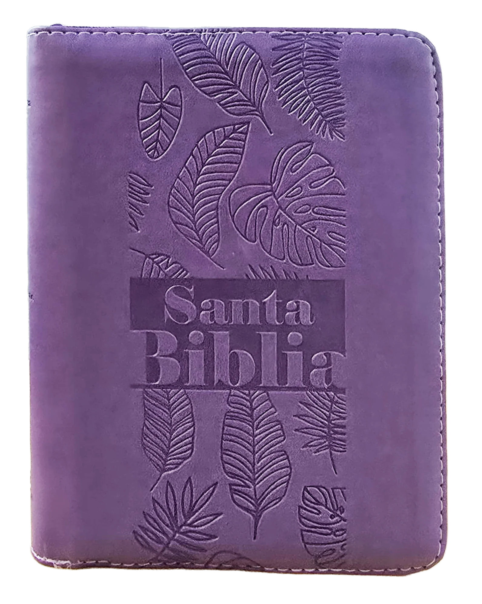 Biblia Reina Valera 1960 letra grande con cierre color lila canto pintado