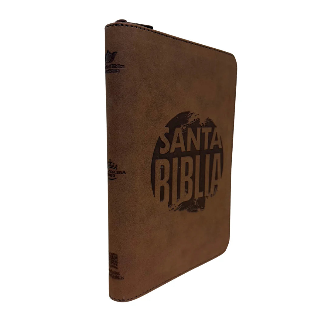 BIBLIA REINA VALERA 1960 066ZLGPJR L 12p 13x21 CIERRE TAPA PU CAFE PJR