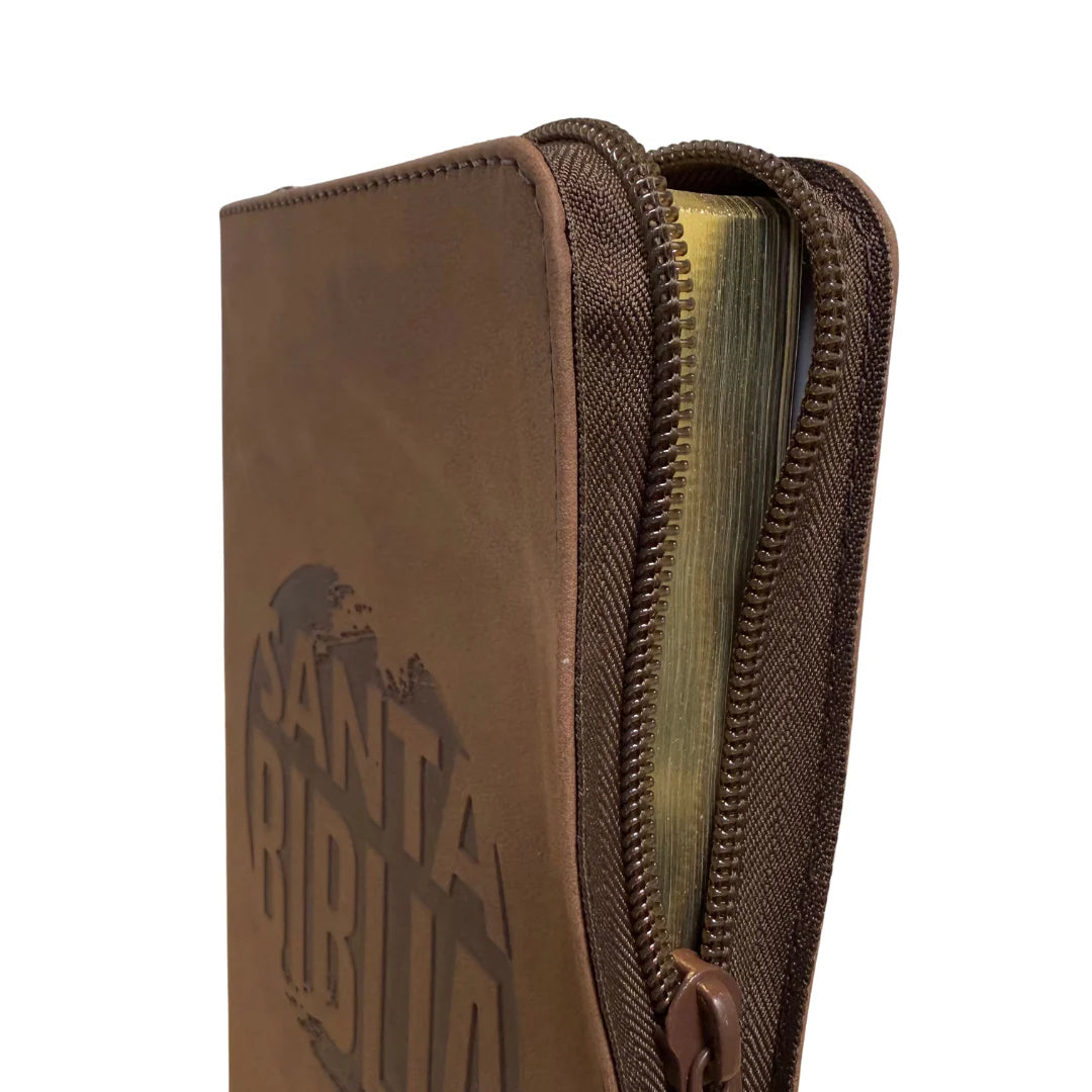 BIBLIA REINA VALERA 1960 066ZLGPJR L 12p 13x21 CIERRE TAPA PU CAFE PJR