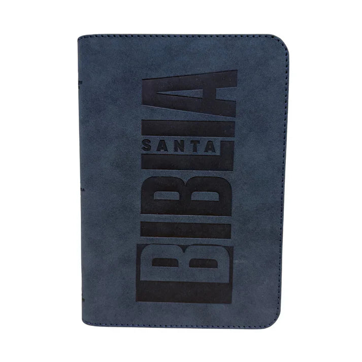 Biblia Reina Valera 1960 letra grande con cierre azul canto plateado