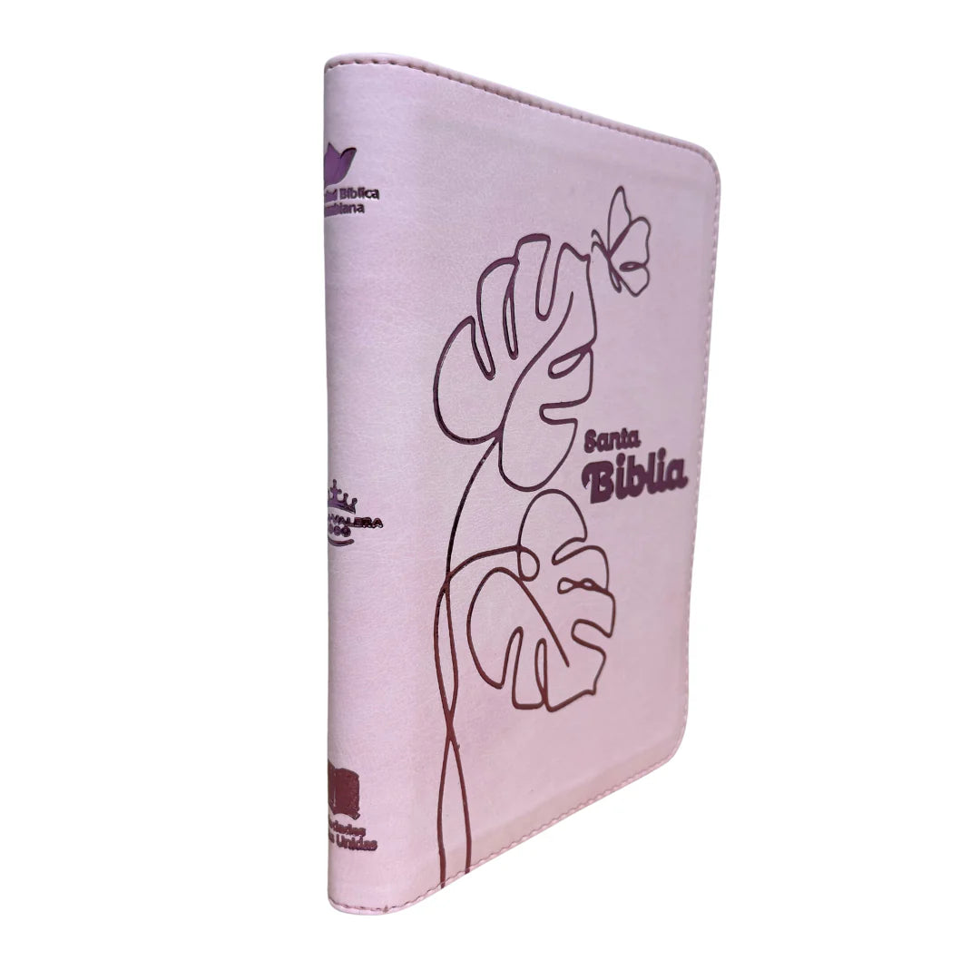 BIBLIA REINA VALERA 1960 066ZLG PJR L 12p 13x21 CIERRE TAPA PU ROSADO PJR