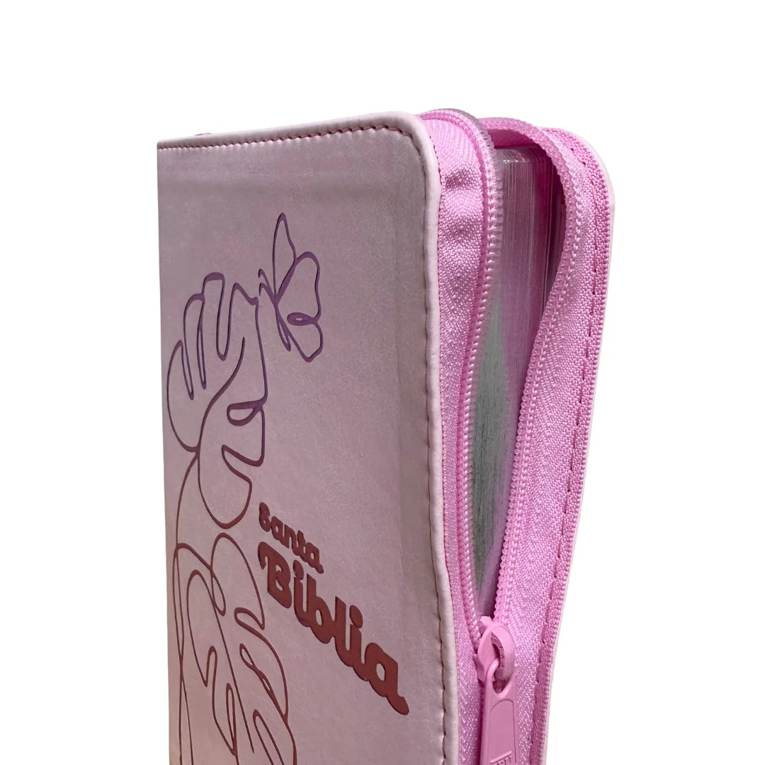 BIBLIA REINA VALERA 1960 066ZLG PJR L 12p 13x21 CIERRE TAPA PU ROSADO PJR