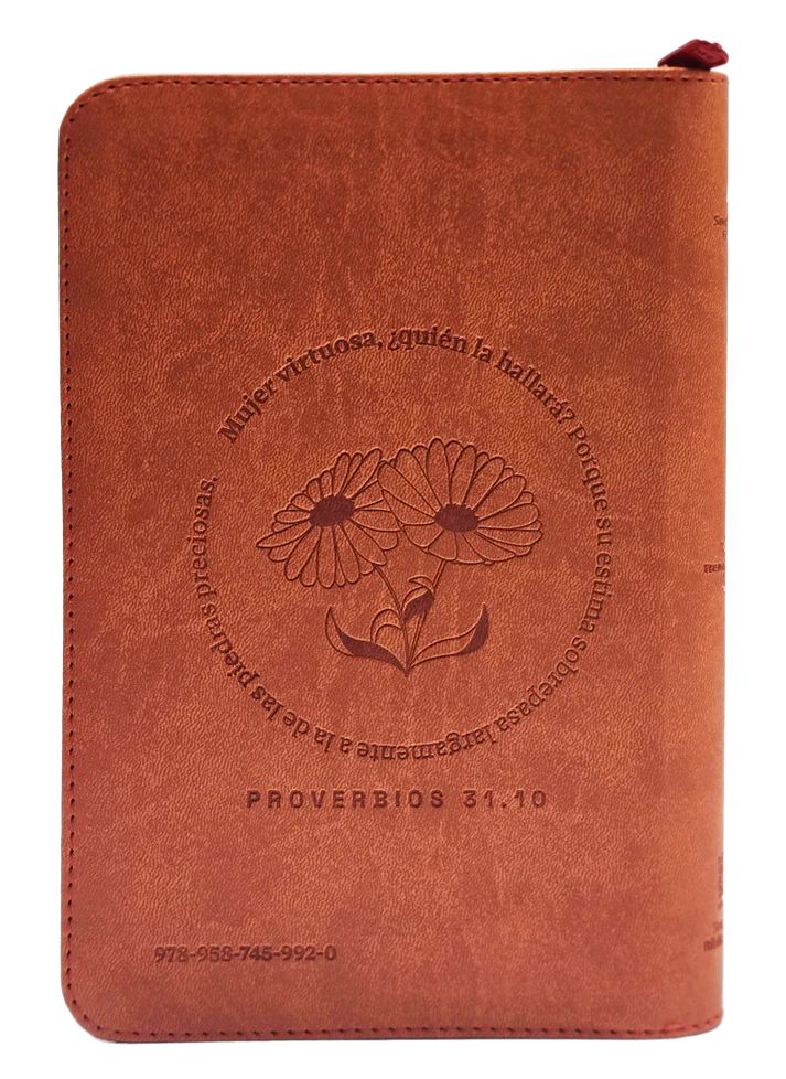 Biblia Reina Valera 1960 letra grande con cierre "Mujer Virtuosa" rojo canto plateado