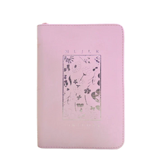 Biblia Reina Valera 1960 letra grande con cierre "Mujer Virtuosa" rosa canto plateado