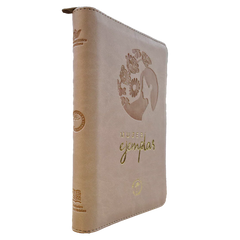Biblia Traducción al Lenguaje Actual letra grande con cierre "Mujer Ejemplar" beige canto dorado